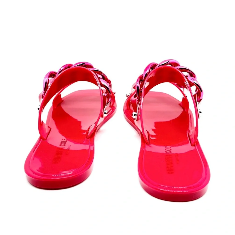 Kenneth Cole New York Women's Sandals Naveen Chain Jelly Flat Slide Pink Size 7